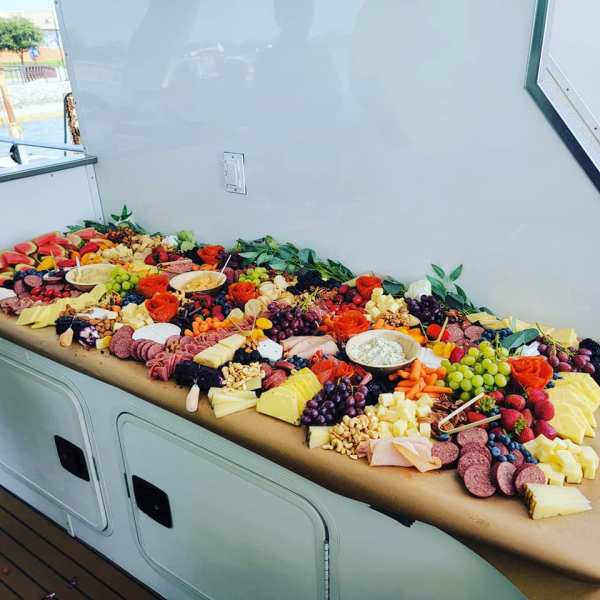 a bunch of food sitting on a counter